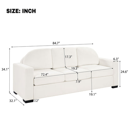 Modern 3 Seater Sofa With Curved Backrest Noble House