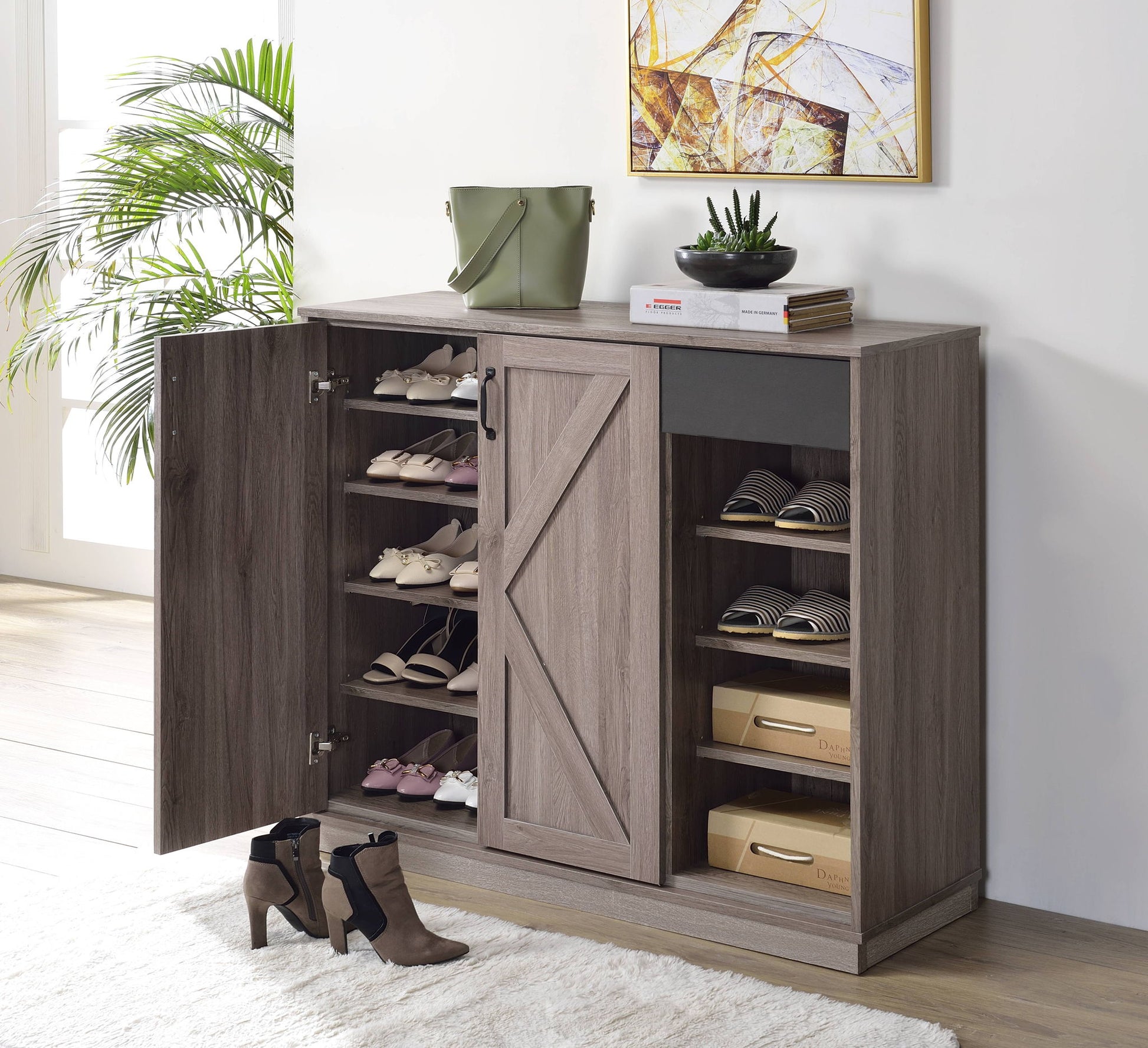Toski - Shoe Cabinet - Rustic Gray Oak Acme