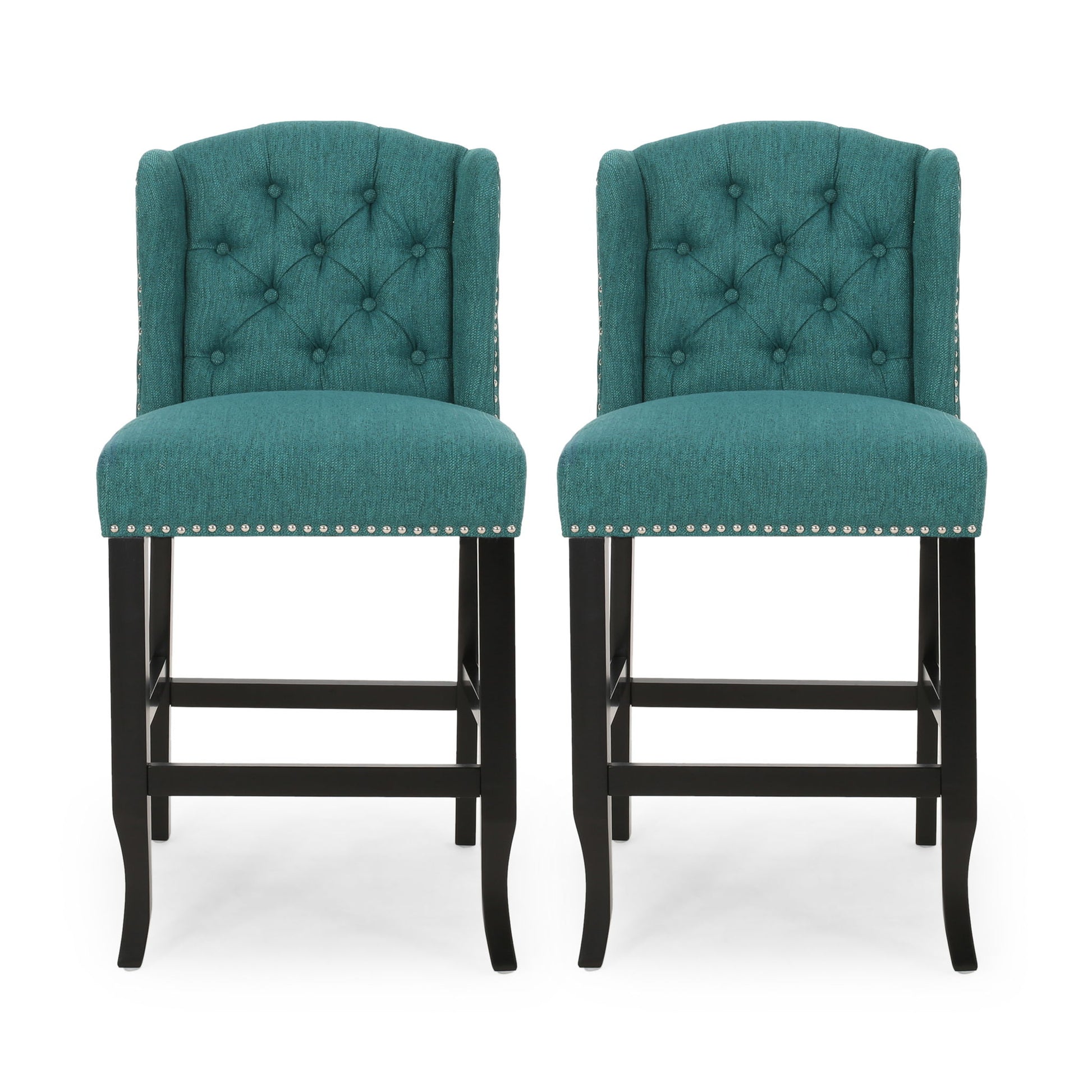 Vienna - Fabric Tufted Counter Stool With Nailhead Accents (Set of 2) Noble House