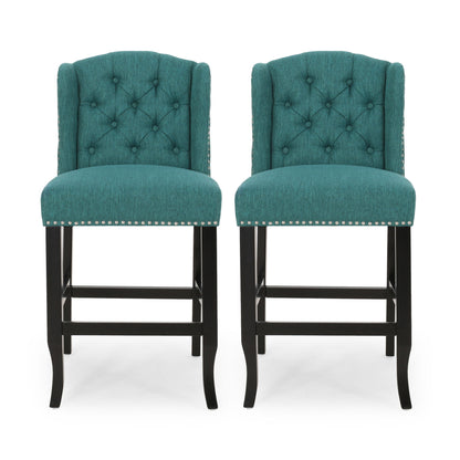 Vienna - Fabric Tufted Counter Stool With Nailhead Accents (Set of 2) Noble House