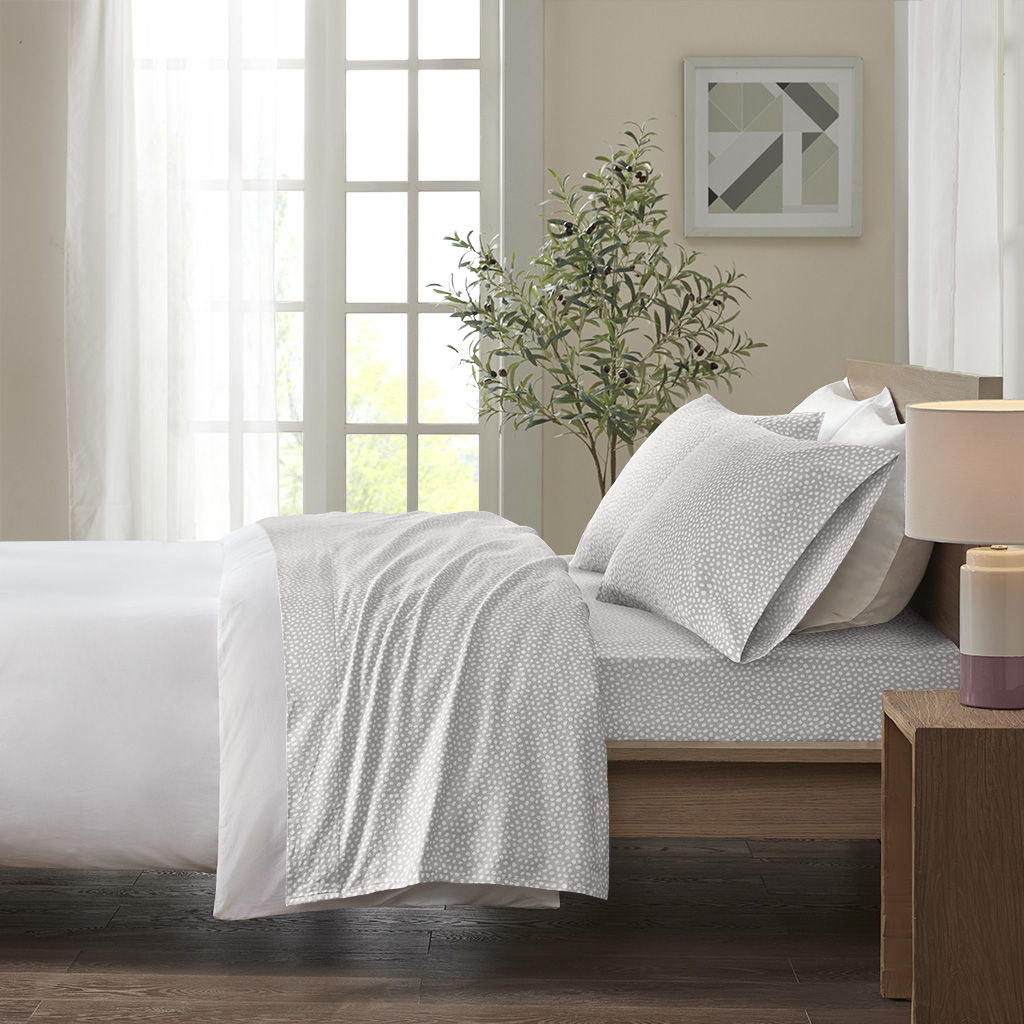 Queen Cozy 100% Printed Sheet Set - Gray Dots True North by Sleep Philosophy