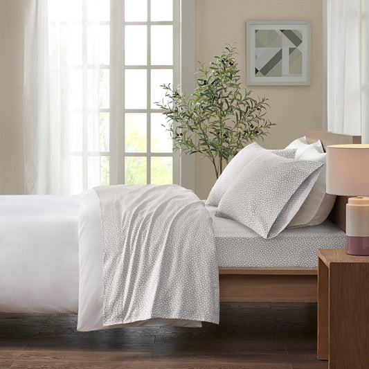 Queen Cozy 100% Printed Sheet Set - Gray Dots True North by Sleep Philosophy