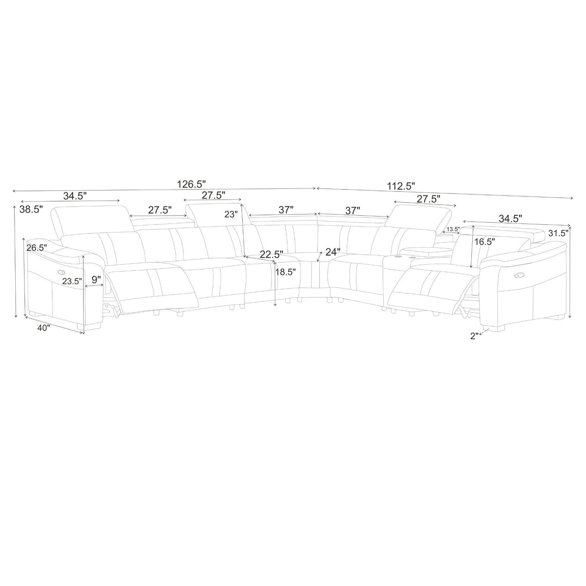 Modular Sectional & Recliner Seat And Adjustable Headrest Home Essentials