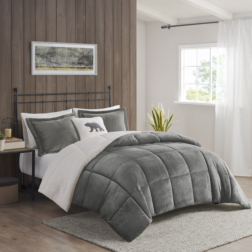 Alton - Down Alternative Comforter Set - Charcoal / Ivory Woolrich