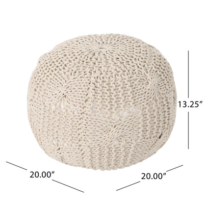 Bordeaux - Knitted Cotton Round Pouf Home Essentials
