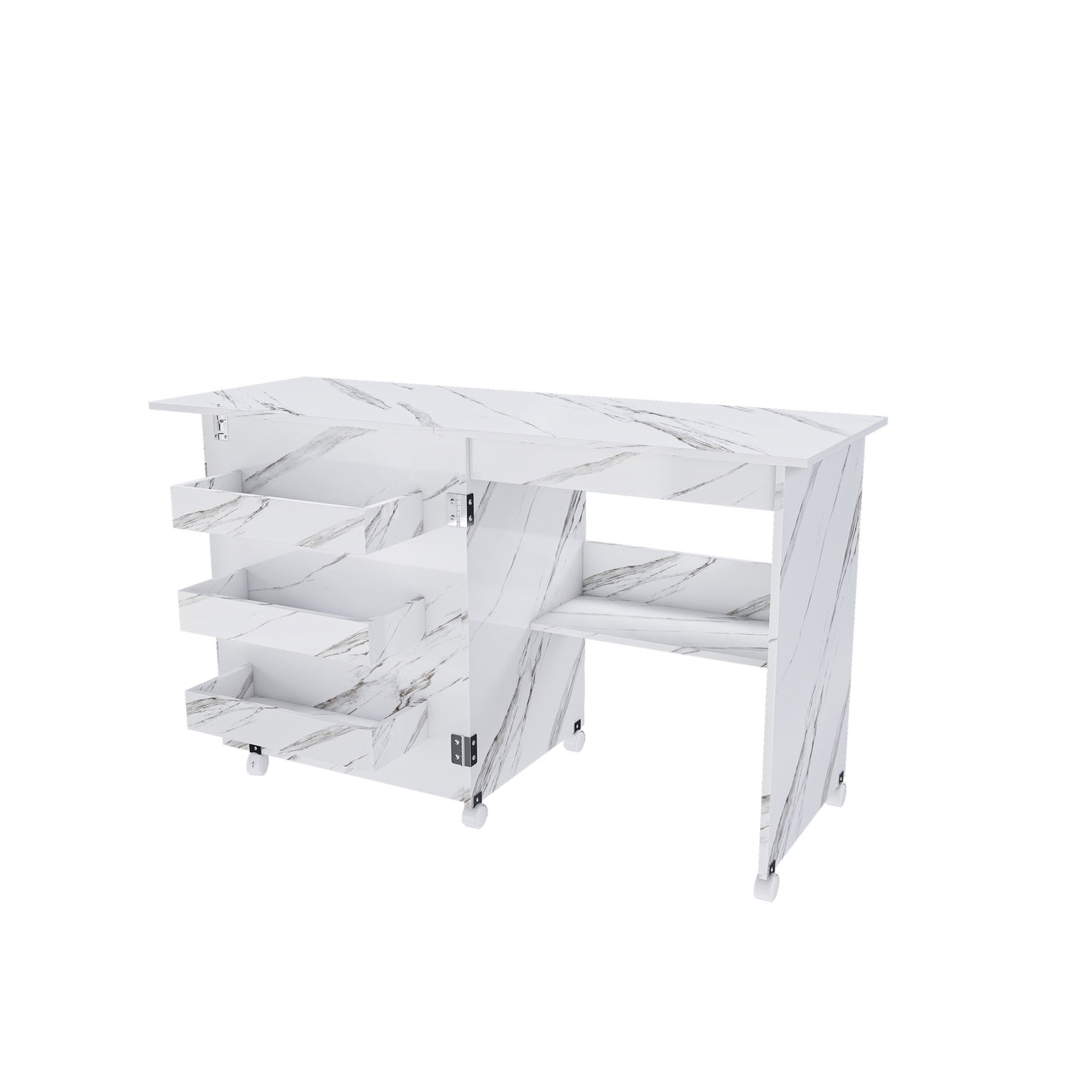 4 In 1 Folding Sewing Table With Lockable Wheels, Multi Functional Craft Station - White Home Essentials