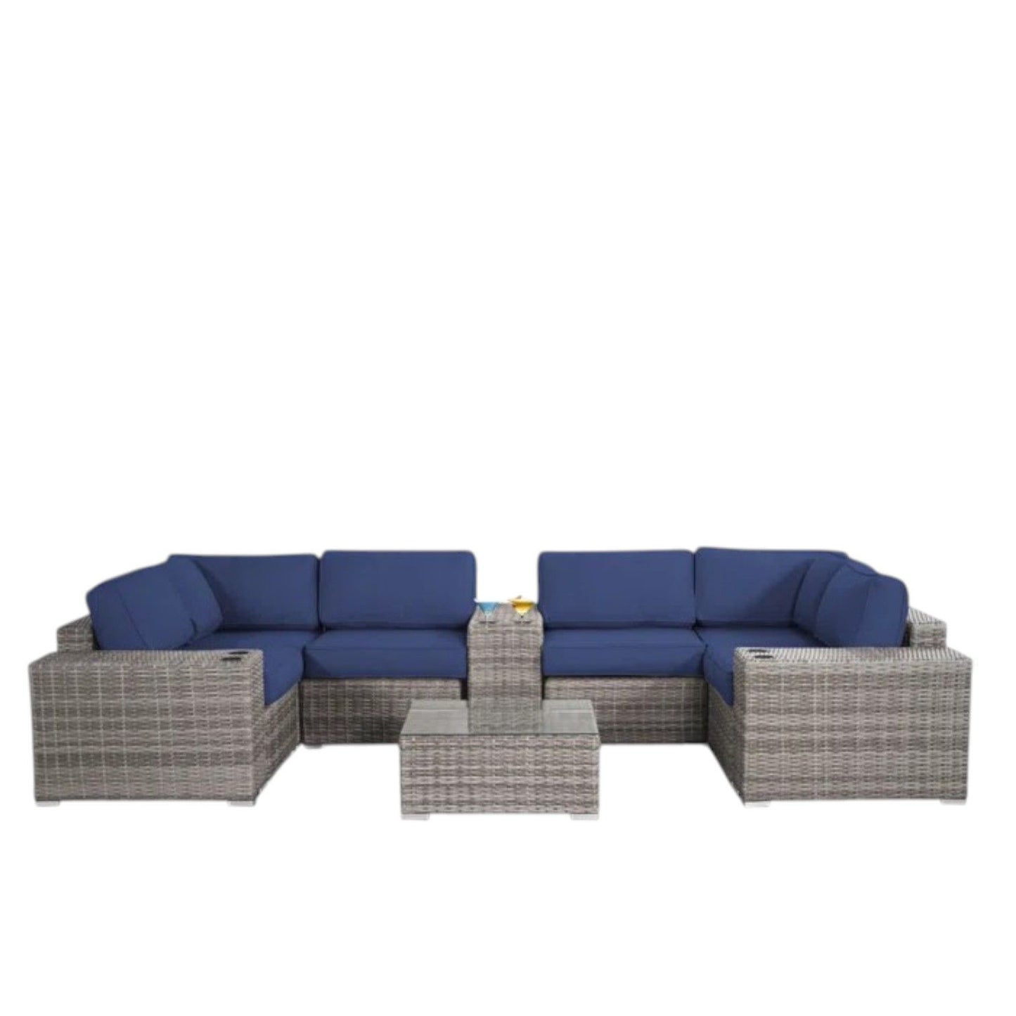 Modern Patio Rattan Sectional Set With Cushions LSI Patio Furniture
