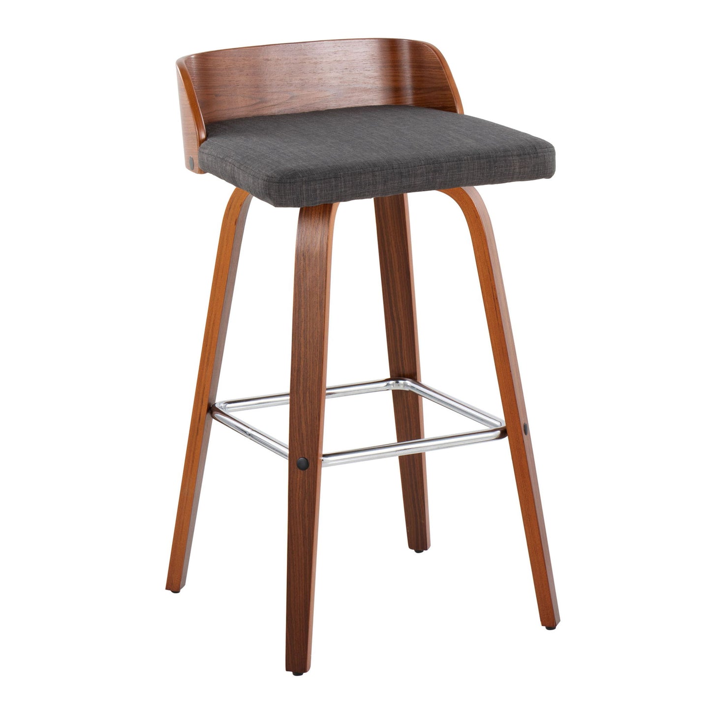 Maya - Mid Century Modern Fixed Height Barstool With Swivel With Square Footrest (Set of 2) Lumi Source
