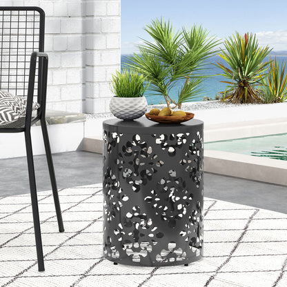 Outdoor Metal Modern Design End Table Noble House