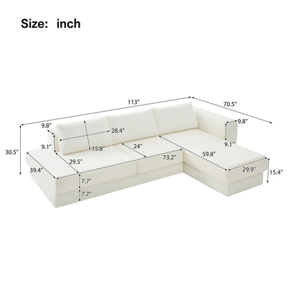 L-Shaped Modular Sofa With Double Layer Cushion Noble House