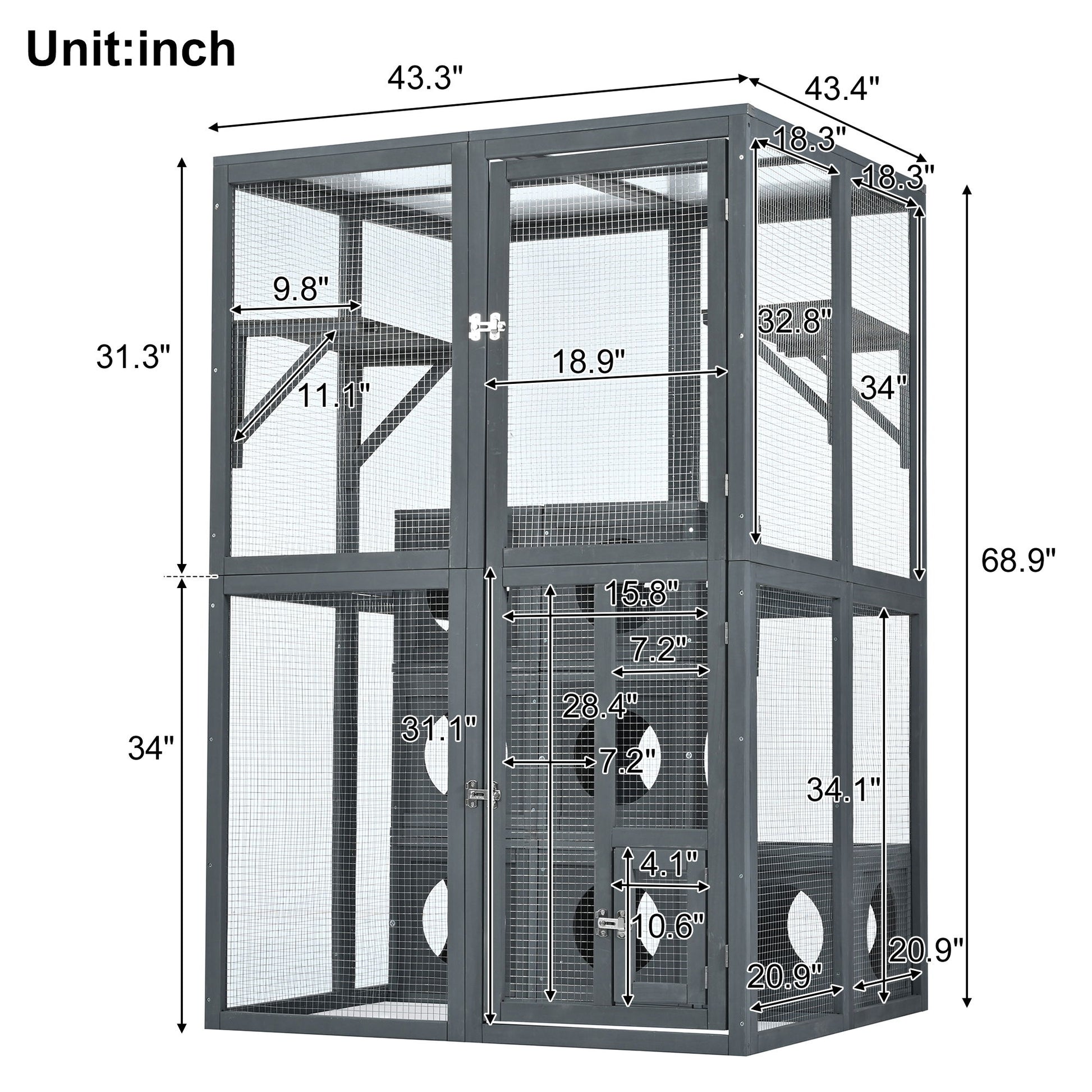 Outdoor Cat House With Shelves And Weather Protection, Removable Wood Boxes - Gray Daily Nest