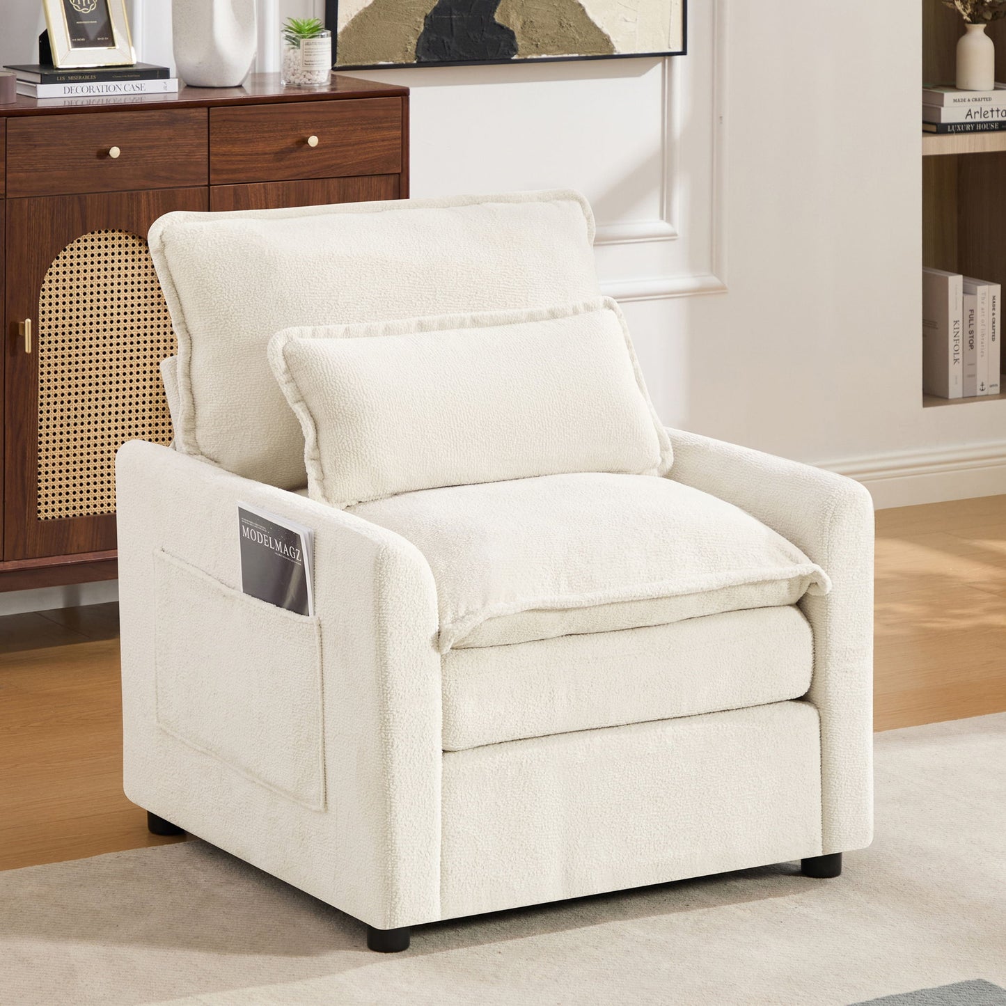 Modern Single Seat Accent Chair With Side Storage Pockets Hearth and Haven
