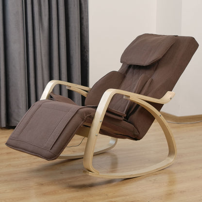 Comfortable Relax Rocking Chair With Full Massage Function Cotton Fabric Air Pressure - Brown Home Essentials
