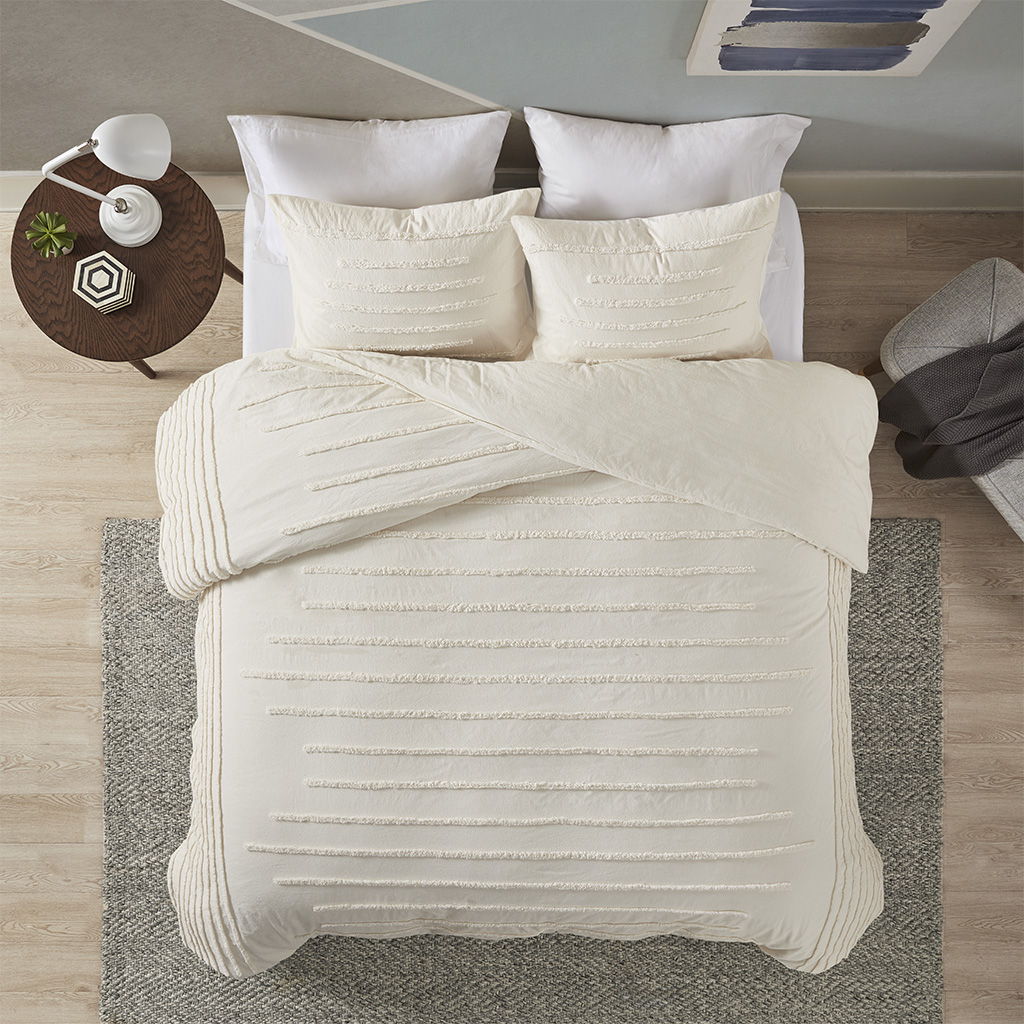 Mercer - King 3 Piece Comforter Set - Ivory