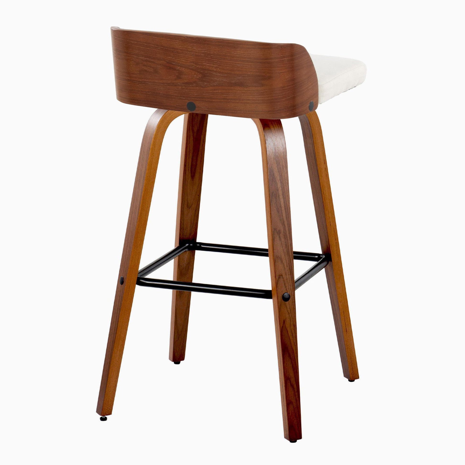 Maya - Mid Century Modern Fixed Height Barstool With Swivel And Square Footrest (Set of 2) Lumi Source