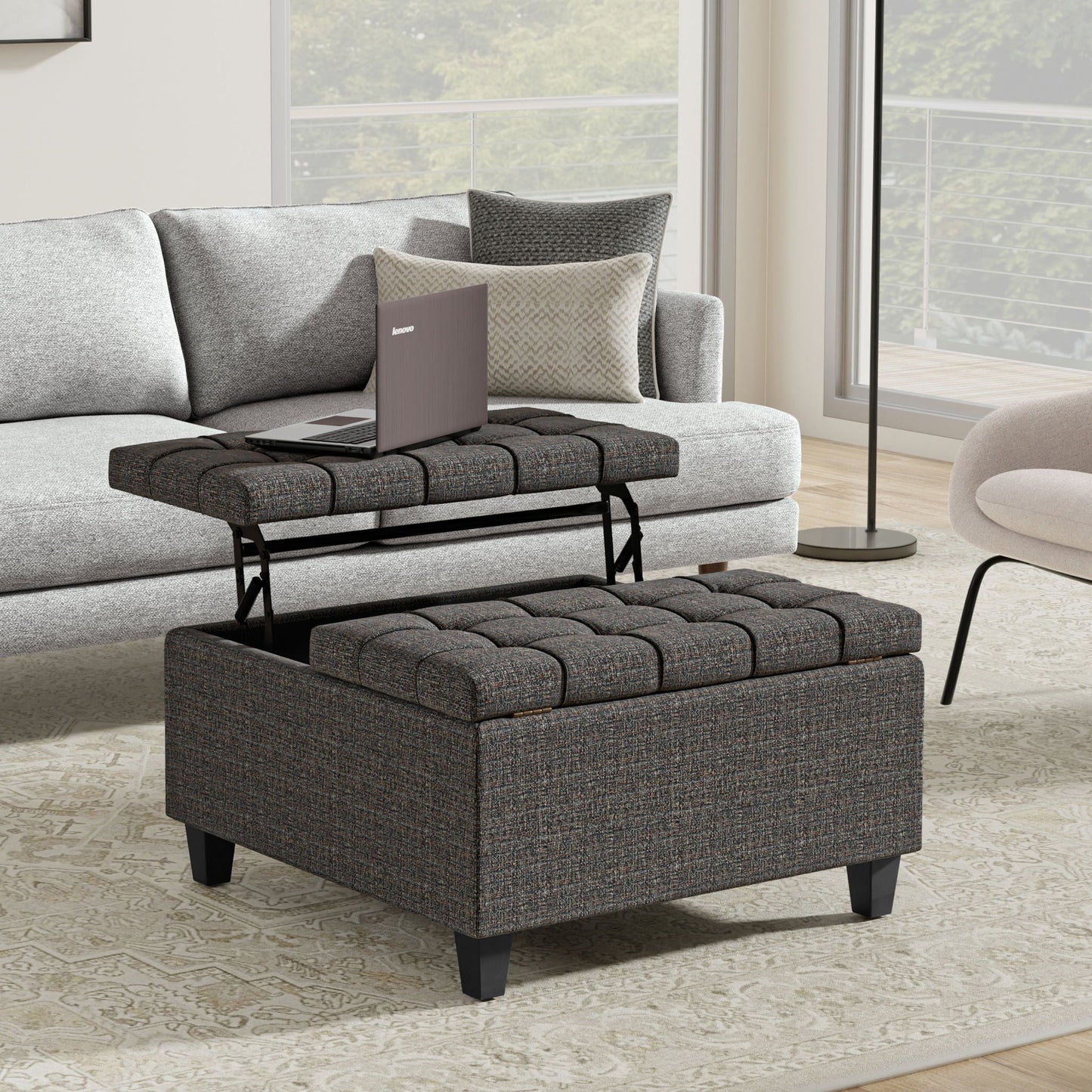 Harrison - Upholstered Coffee Table Storage Ottoman Simpli-Home
