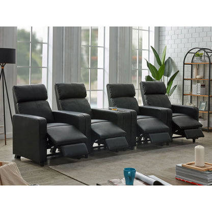 Warren - 4 Seater Home Theater With Wedge Console Recliners - Black Furniture Max
