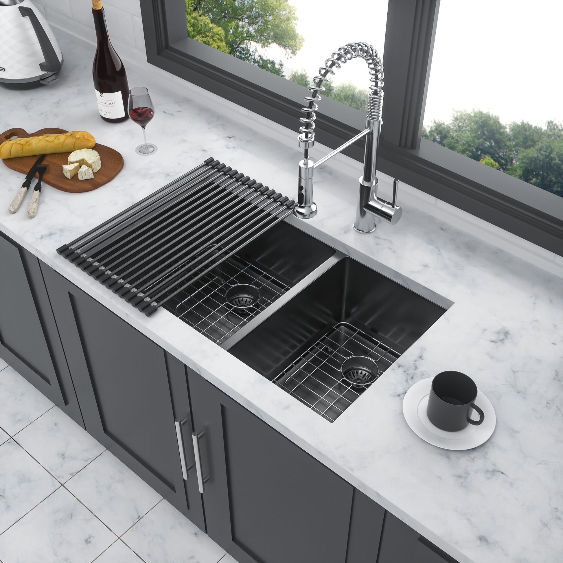 Modern Double Bowl Undermount Kitchen Sink 50 / 50 Design Stainless Steel Daily Nest