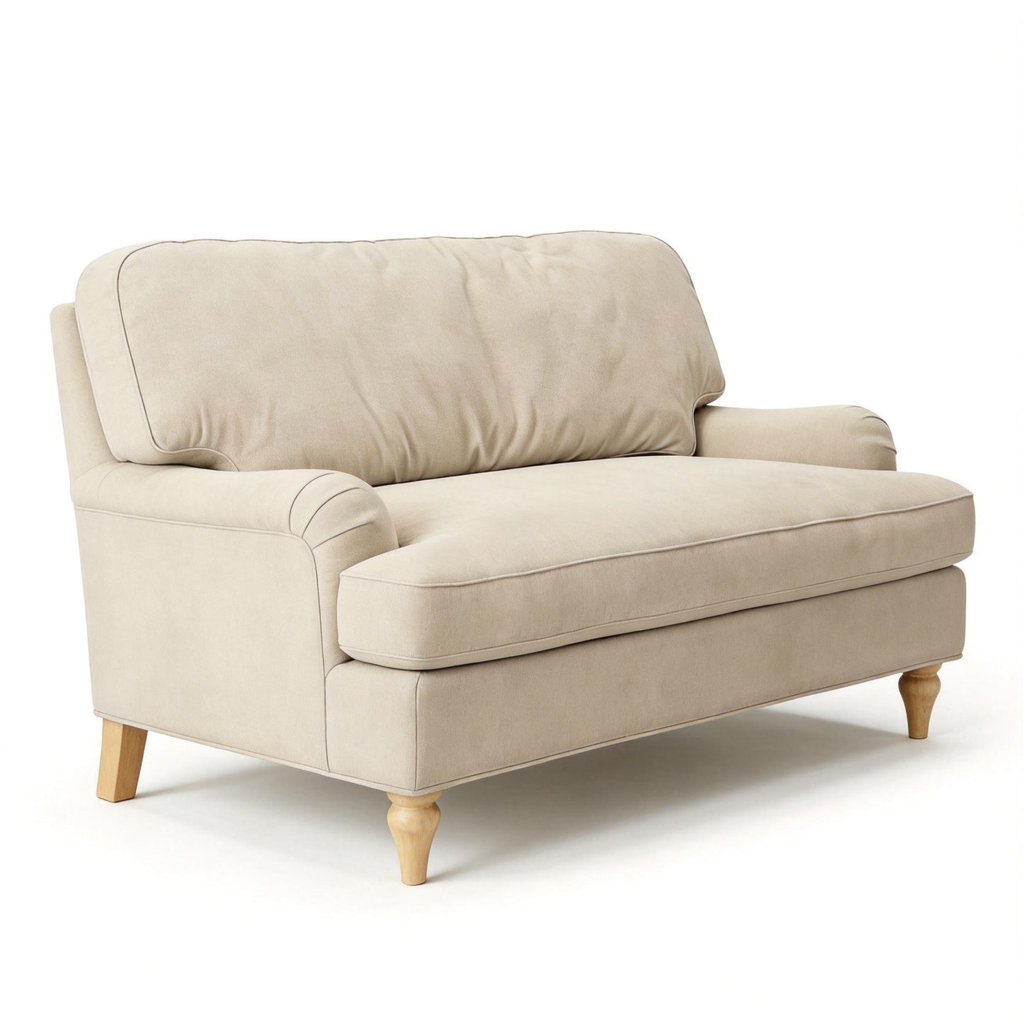 Loveseat Sofa, Upholstered Small Couch For Living Room - Cream Beige Home Essentials