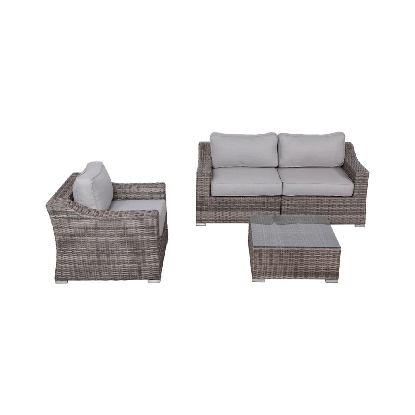 Outdoor Wicker Conversation Set With Cushions, All Weather LSI Patio Furniture