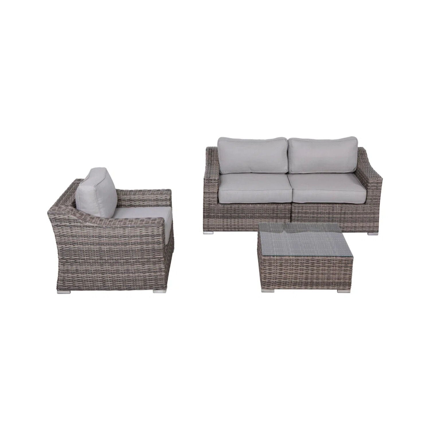 Outdoor Wicker Conversation Set With Cushions, All Weather LSI Patio Furniture