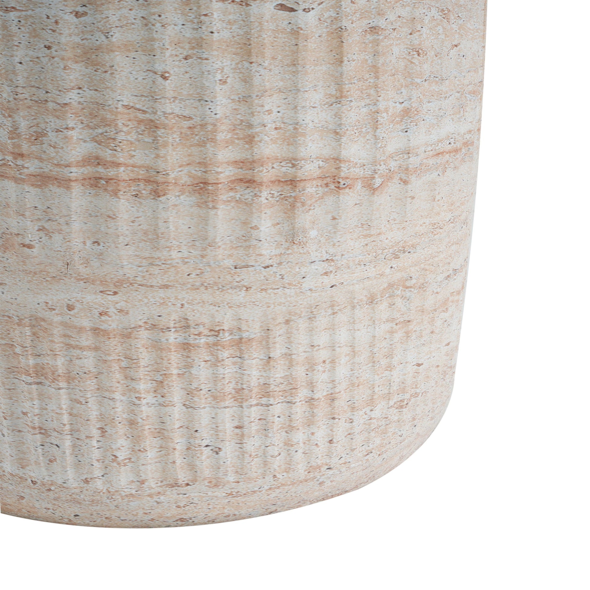 Stylish Outdoor / Indoor Lightweight Concrete Side Table With Travertine - Beige Noble House