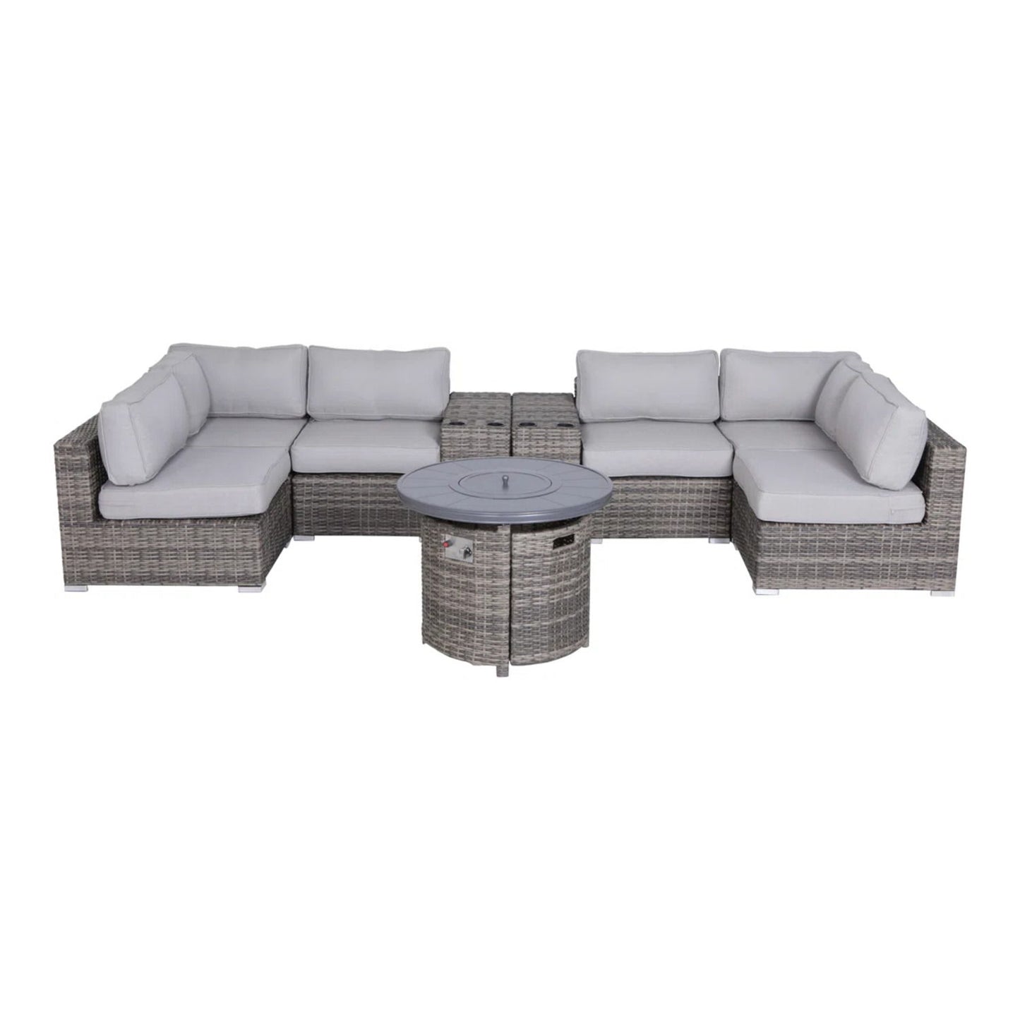 Wicker Outdoor Lounge Set With Cushions And Fire Pit LSI Patio Furniture