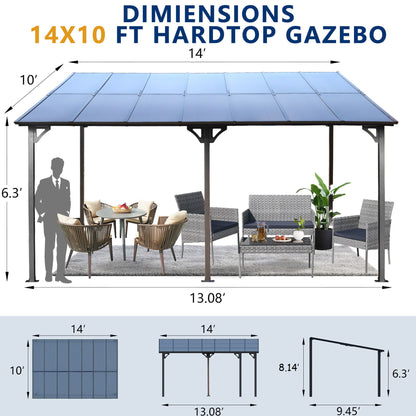 Wall Mounted Outdoor Pergola Gazebo, Heavy Duty Metal Awning With Roof Home Essentials