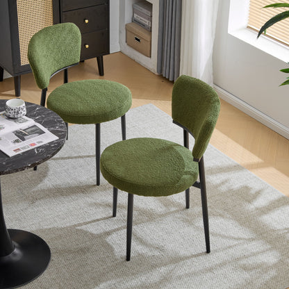 Upholstered Dining Chair (Set of 2) - Green Fabric Noble House