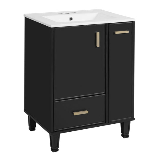 Bathroom Vanity With Sink, Deep Drawer, Door Shelf, 2 Tier Basket Noble House