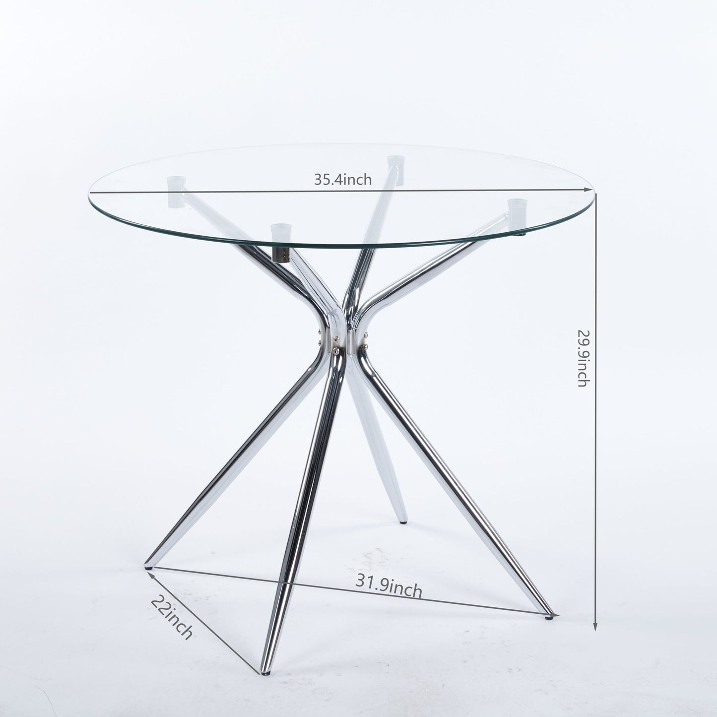 Compact Dining Table With Glass Top - Chrome Home Essentials