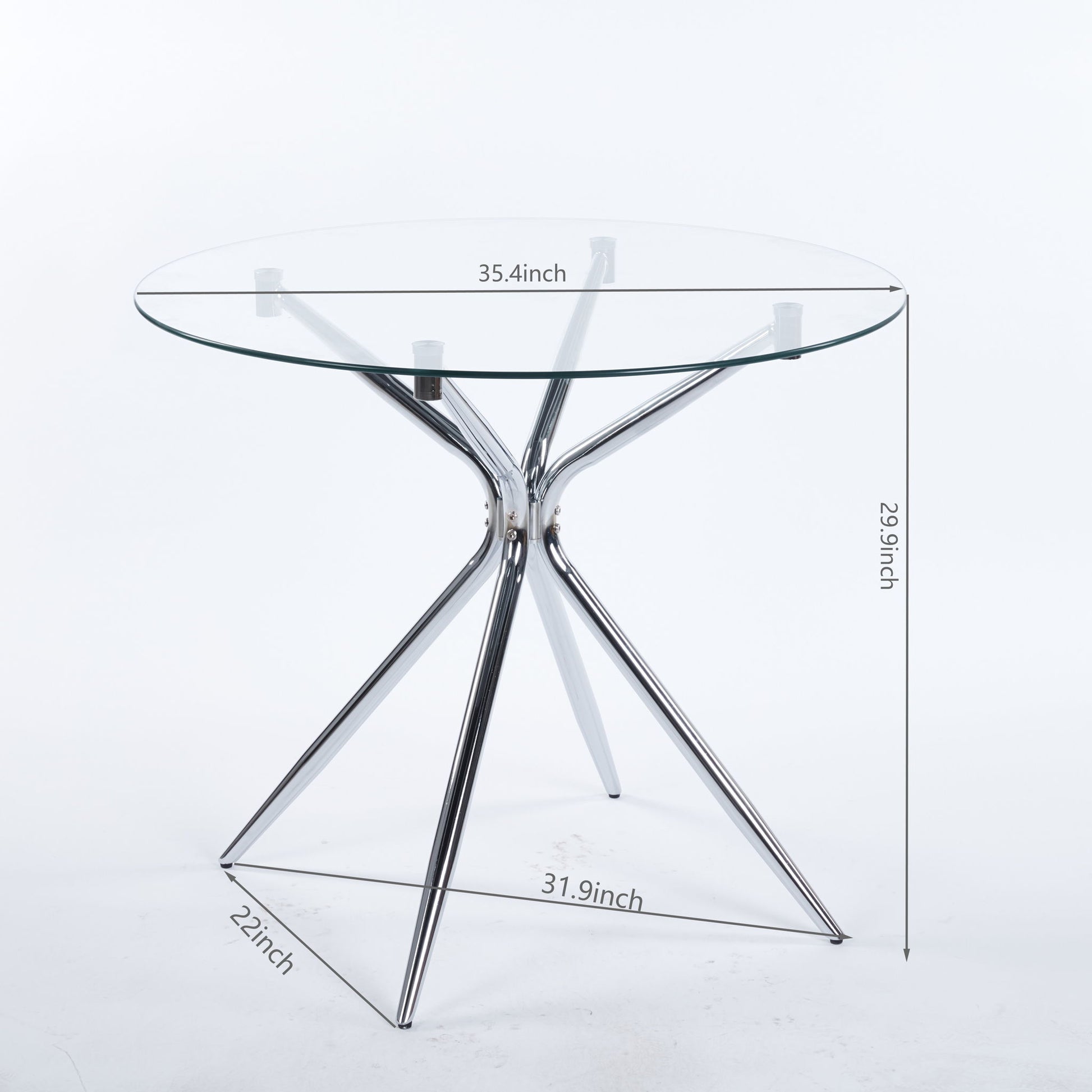 Compact Dining Table With Glass Top - Chrome Home Essentials