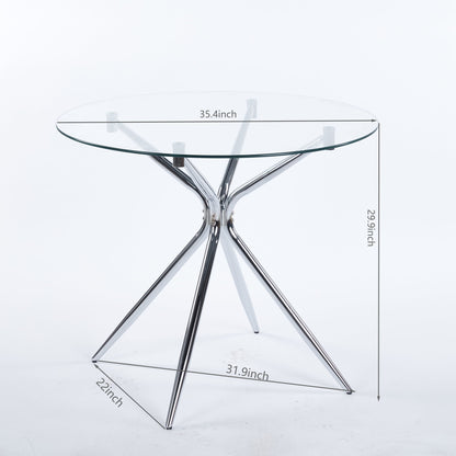 Compact Dining Table With Glass Top - Chrome Home Essentials