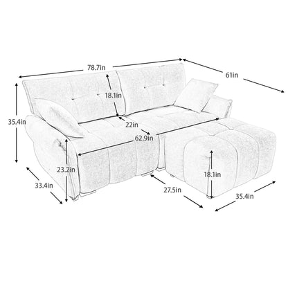 Sofa Set With Ottoman And Pillows, Textured, High Resilience Cushions Home Essentials
