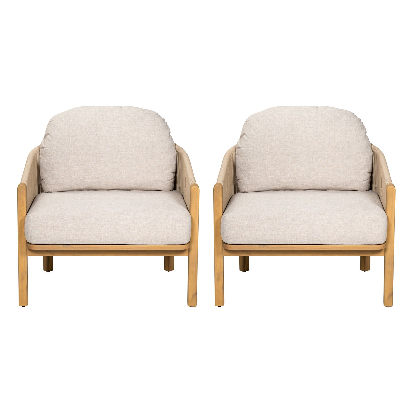 Grotta - Outdoor Wood Club Chair (Set of 2) Noble House