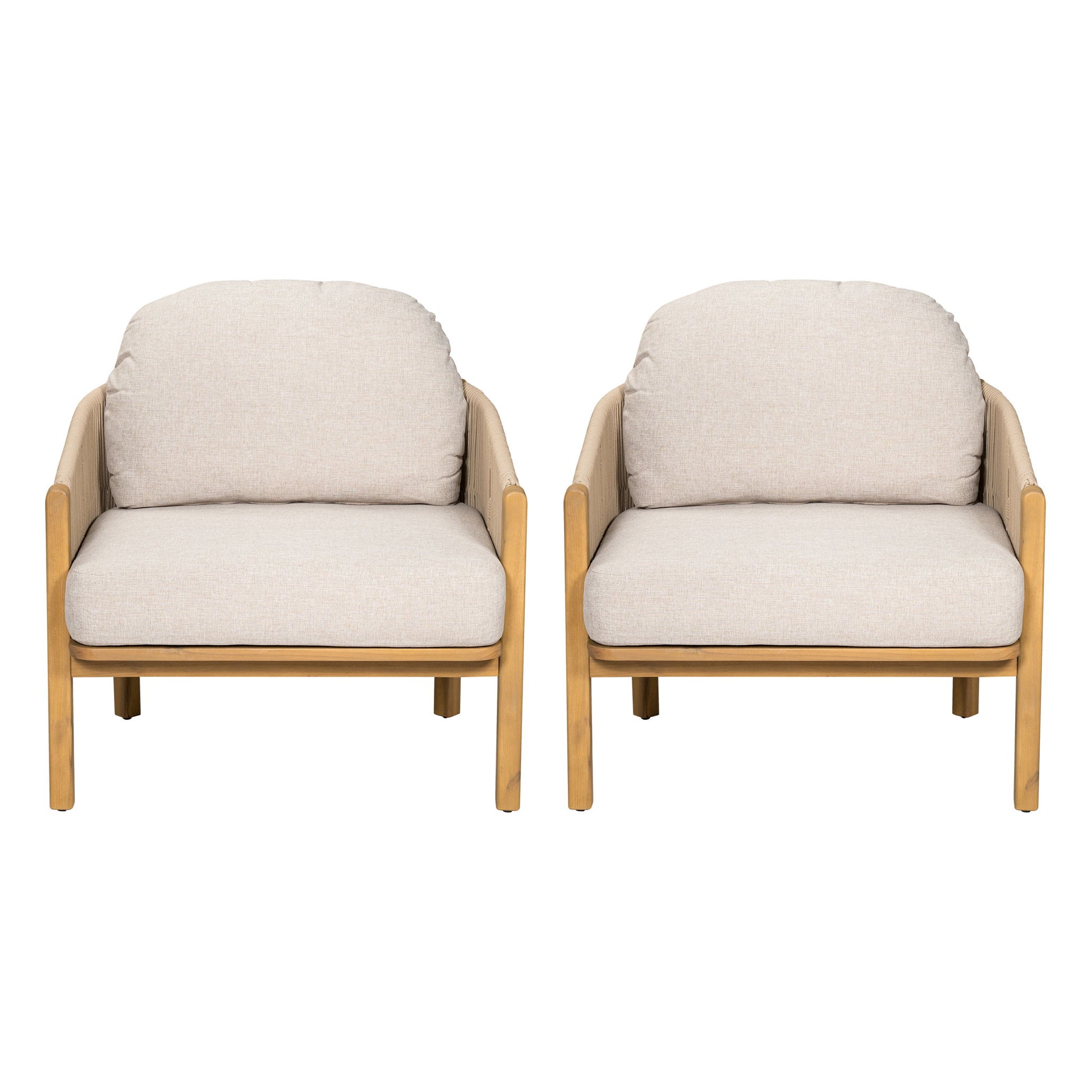 Grotta - Outdoor Wood Club Chair (Set of 2) Noble House