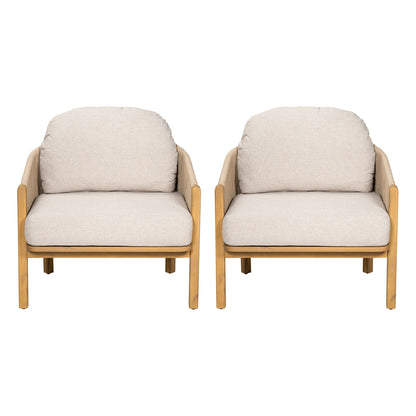 Grotta - Outdoor Wood Club Chair (Set of 2) Noble House