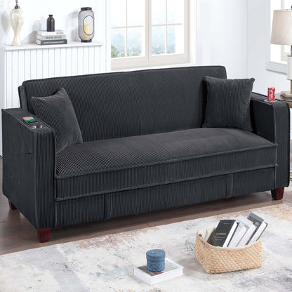 Modern Convertible Sofa With Hidden Storage USB Port, Cup Holder Home Essentials