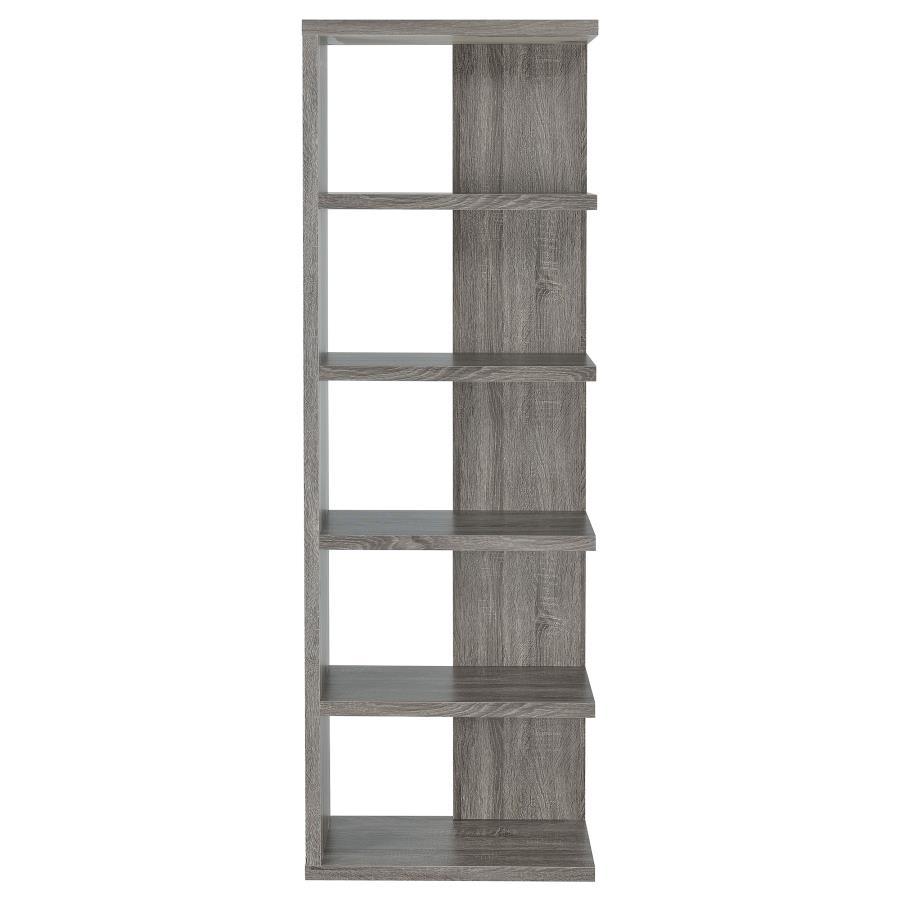 Harrison - 5-Shelf Bookshelf - Weathered Gray CoasterEveryday