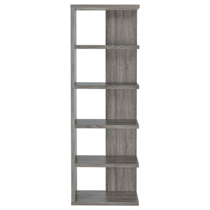 Harrison - 5-Shelf Bookshelf - Weathered Gray CoasterEveryday