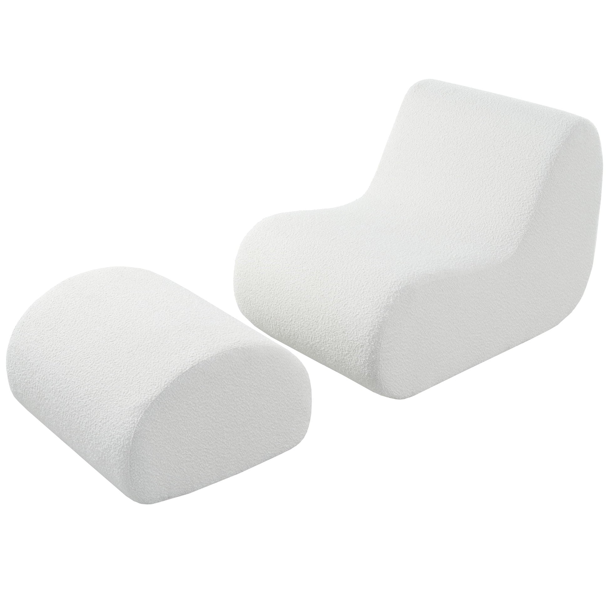 Curved Lounge Chair With Ottoman And High Resilience Foam Noble House