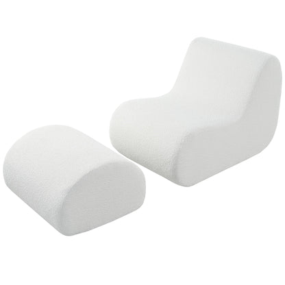 Curved Lounge Chair With Ottoman And High Resilience Foam Noble House