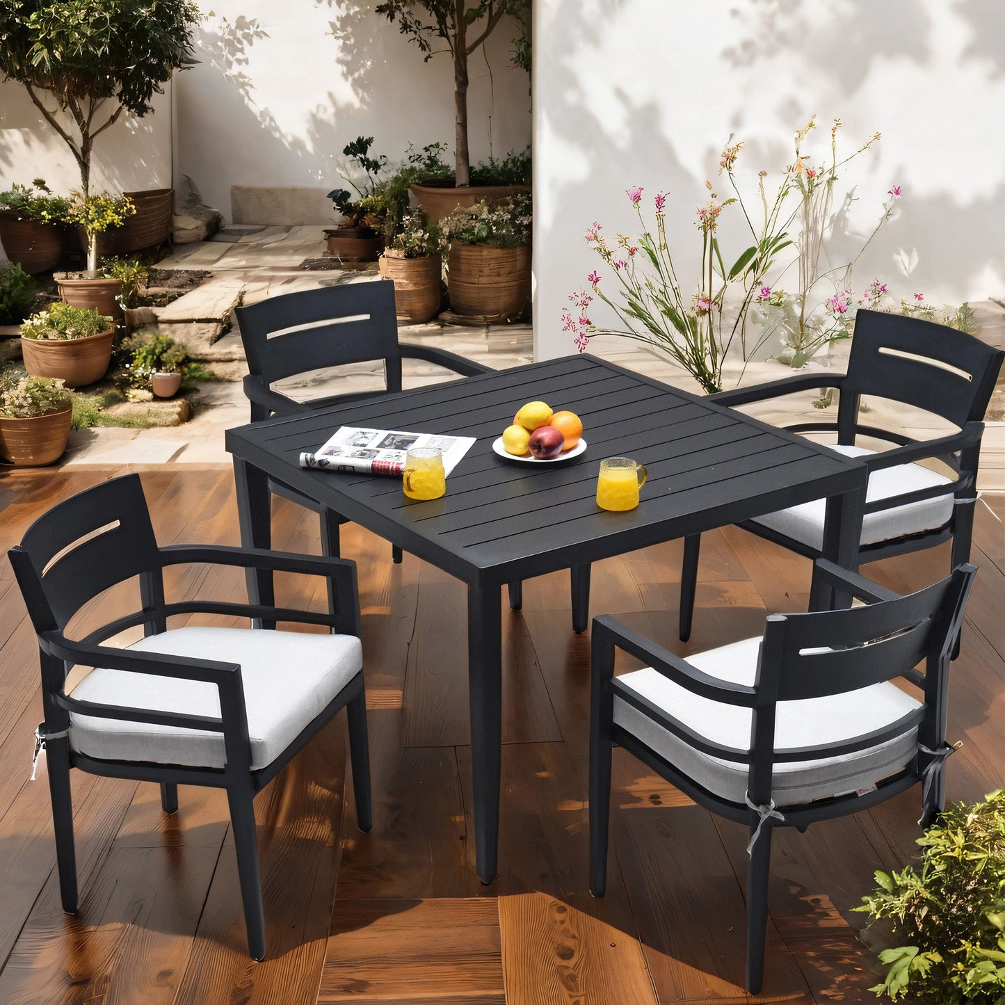 Outdoor Patio Dining Table With Tapered Feet & Umbrella Hole Life Outside