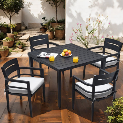 Outdoor Patio Dining Table With Tapered Feet & Umbrella Hole Life Outside