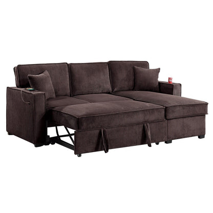 Convertible Sectional With USB / USB - C Port, Storage Chaise, Pull-Out Bed Home Essentials