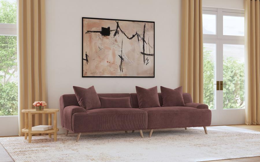 Elizabeth - Corduroy Upholstered Extra Long Sofa - Wine Red Coaster Fine Furniture