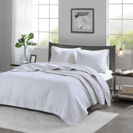 Keaton - Reversible Coverlet Set - White Madison Park