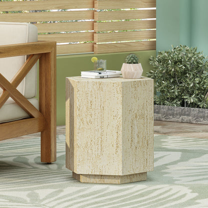 Hexagonal Archaistic Side Table High Quality Magnesium Oxide - Antique Brown Noble House