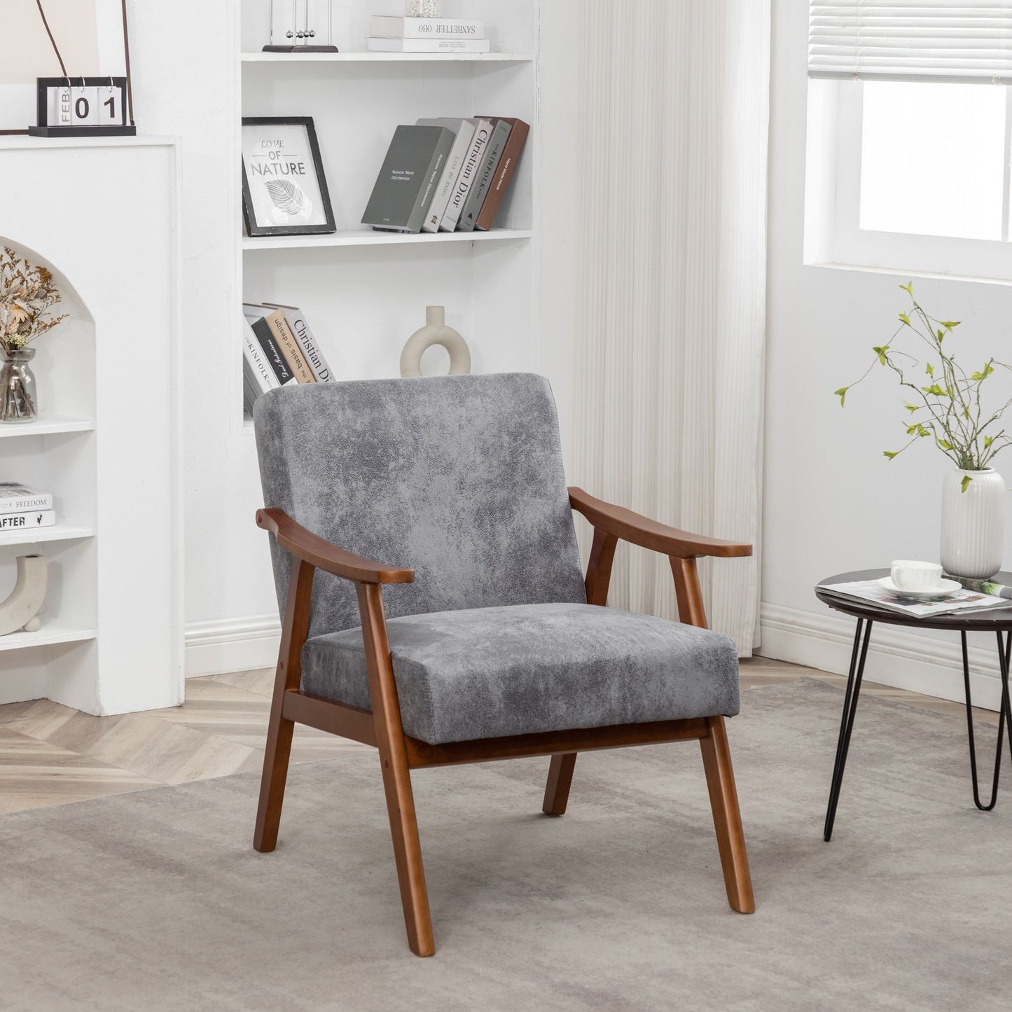 Accent Chair, Classic Mid Century Modern For Extra Seating US Pride
