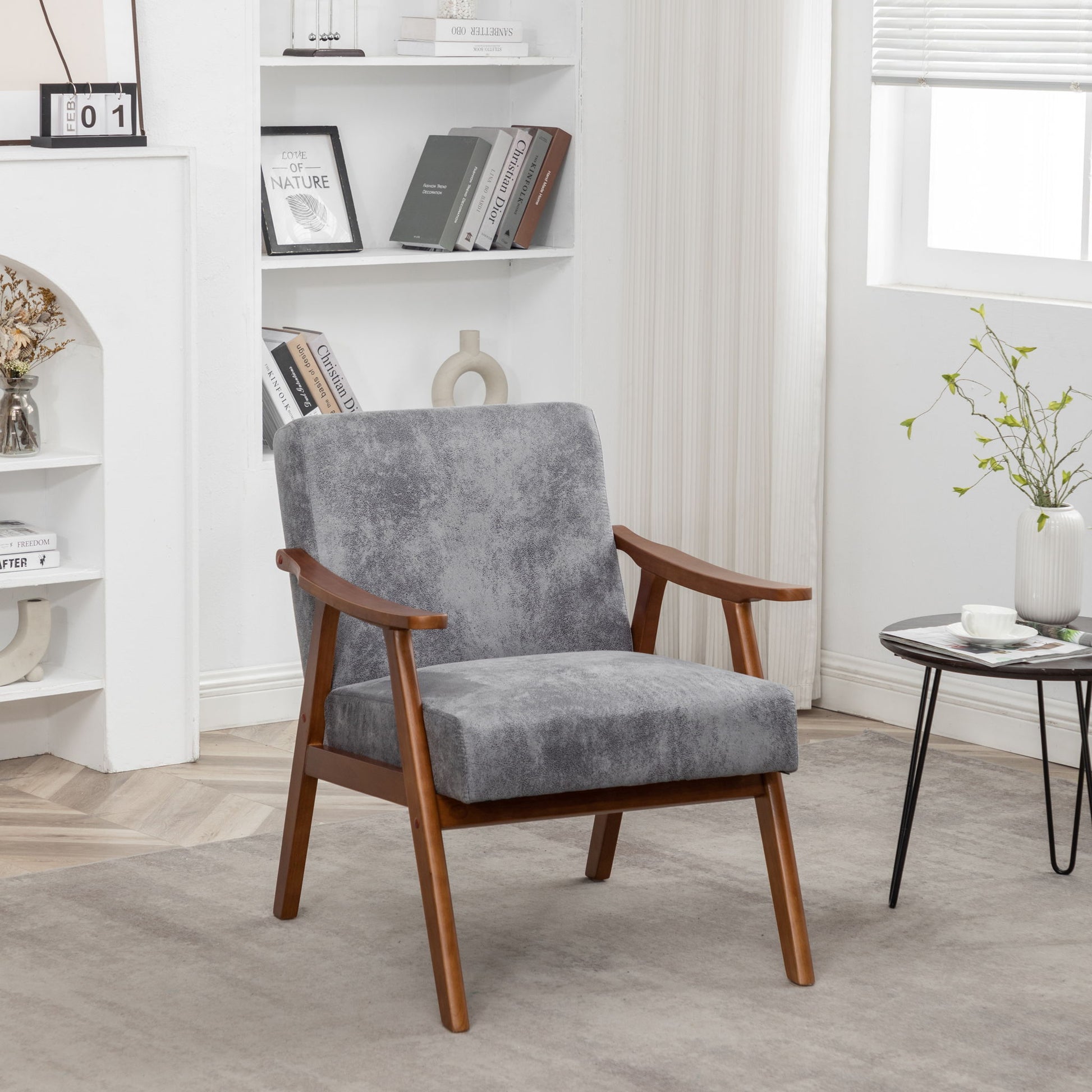 Accent Chair, Classic Mid Century Modern For Extra Seating US Pride